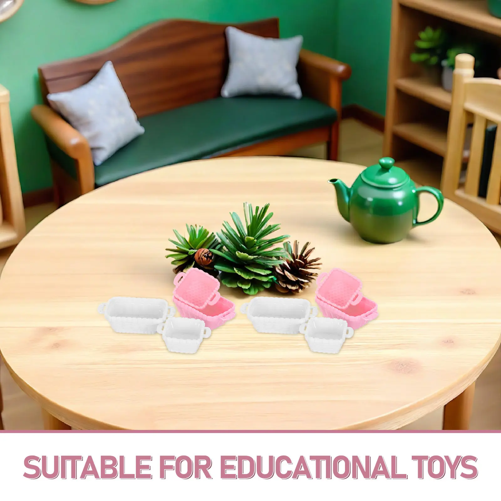 80Pcs Miniature Basket Set Realistic 1 12 Scale Dollhouse Kitchen Accessories Pretend Play Grocery Storage Small Fruit Bread view 2