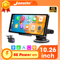 Jansite New T80 10.26″ 4K Dash Cam Wireless CarPlay & Android Auto Front and Rear Dual Lens Video Recording Night Vision Car DVR