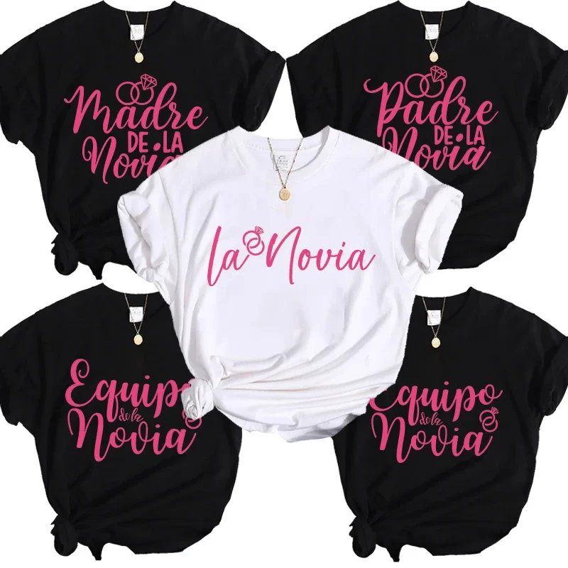 Team Bride T-shirt Spanish Woman Bachelorette Party T-Shirts Father Mother of The Bride Wedding Tees Fashion Graphic Y2k Tops