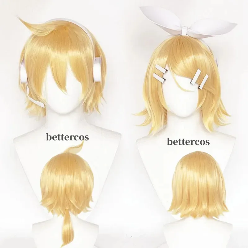 Candy 2025High Quality Rin Len Short Blond Heat Resistant Synthetci Hair Anime Cosplay Wigs + Track + Wig Cap