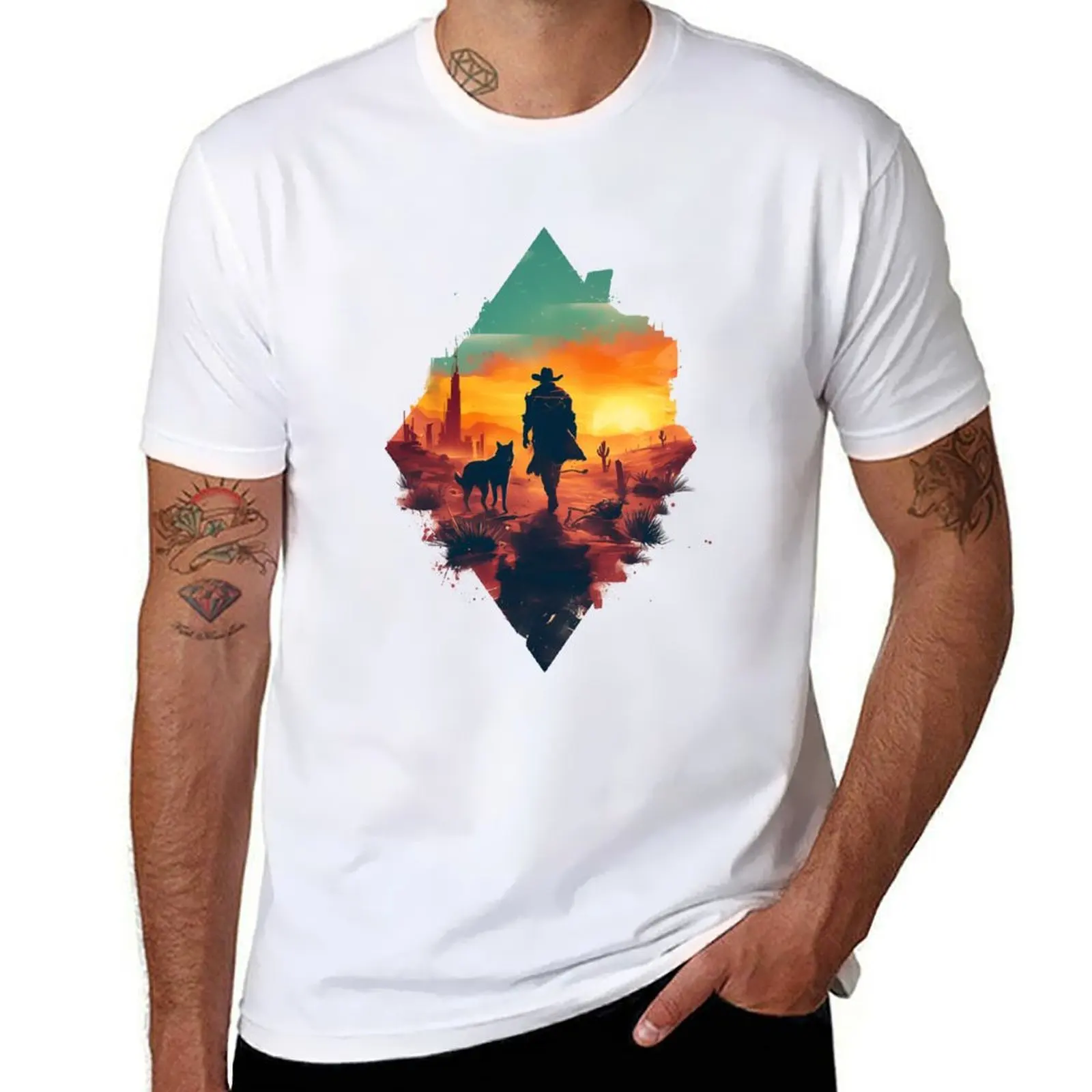 

Lone Wanderer Ventures the Wasteland - Diamond Frame - Post Apocalyptic T-Shirt