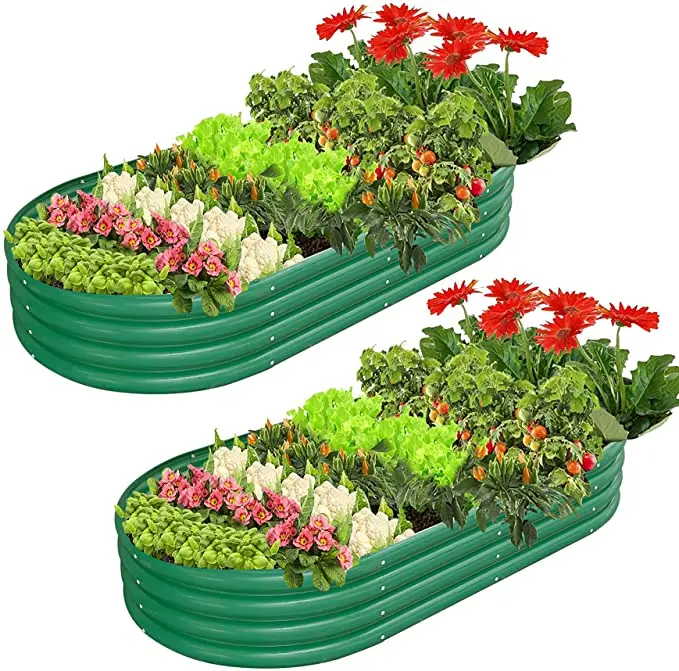 Customizable 8-inch high 6-in-1 modular metal raised flower pot bed vegetable flower garden ground flower pot box
