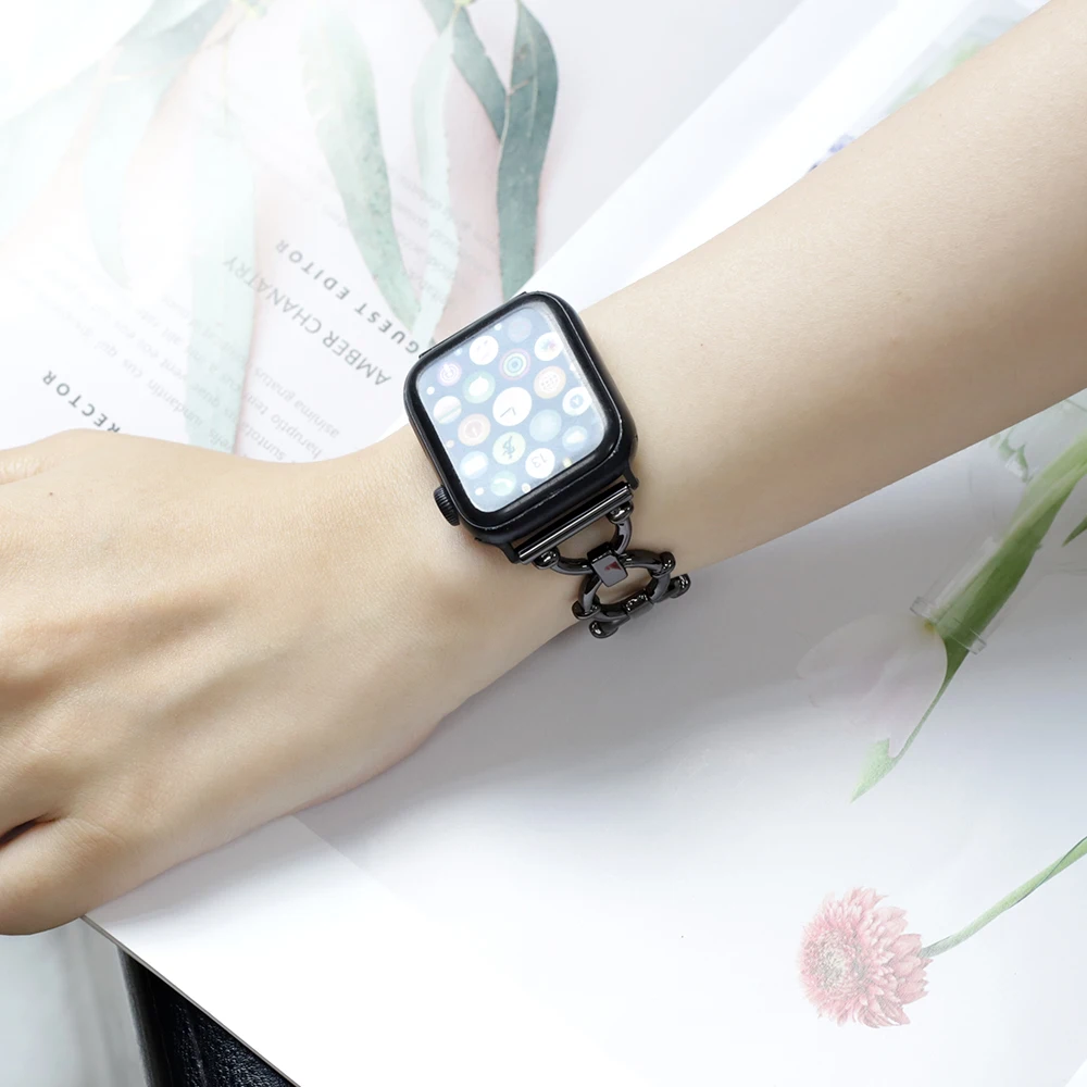 Steel Strap for Watch Band Chain 45mm 42mm 44mm Women Metal Bracelet for Series 7 6 se 5 4 3 41mm 38mm 40mm Correa