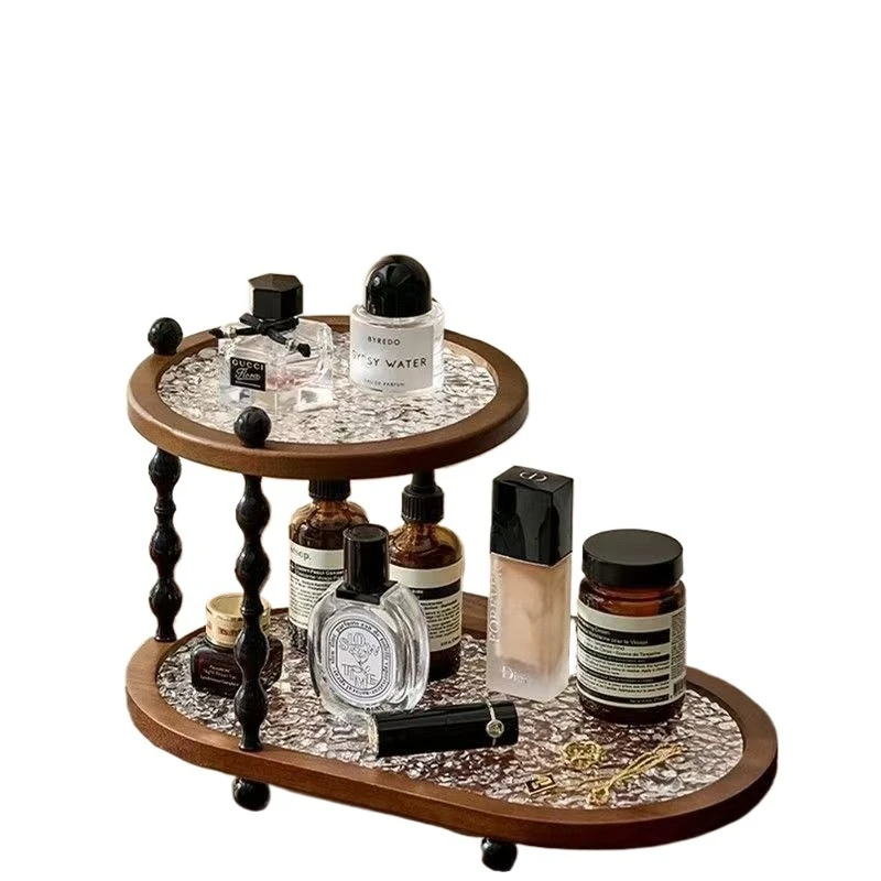 Desktop cup high-value shelf high-end cosmetics household countertop double-layer storage perfume
