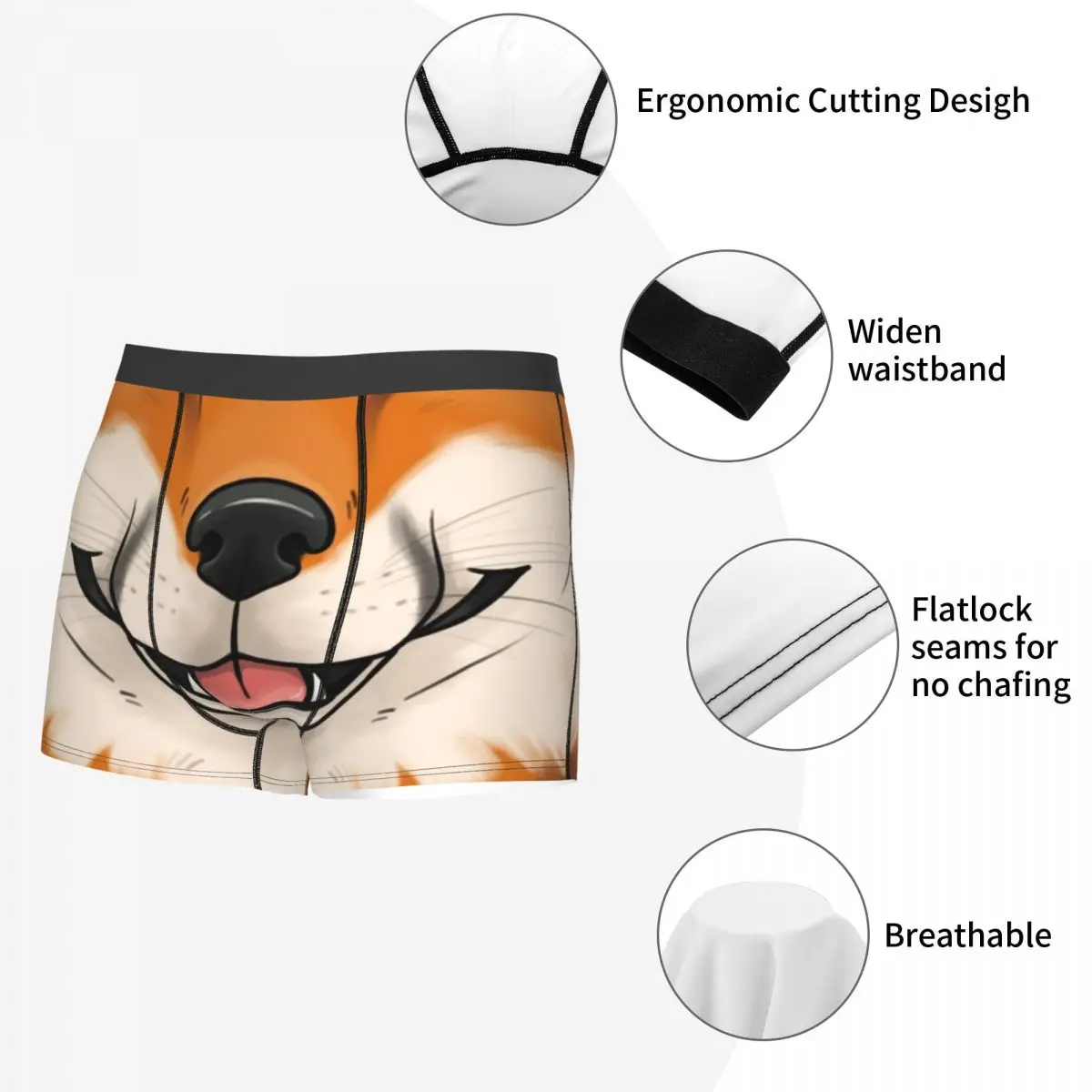 Custom Funny Fox Underwear Men Breathable Animal Boxer Briefs Shorts Panties Soft Underpants For Male