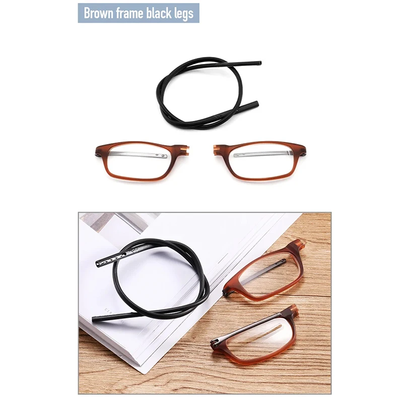 Portable magnetic reading glasses that can be hung around the neck with adjustable lanyard for men and women