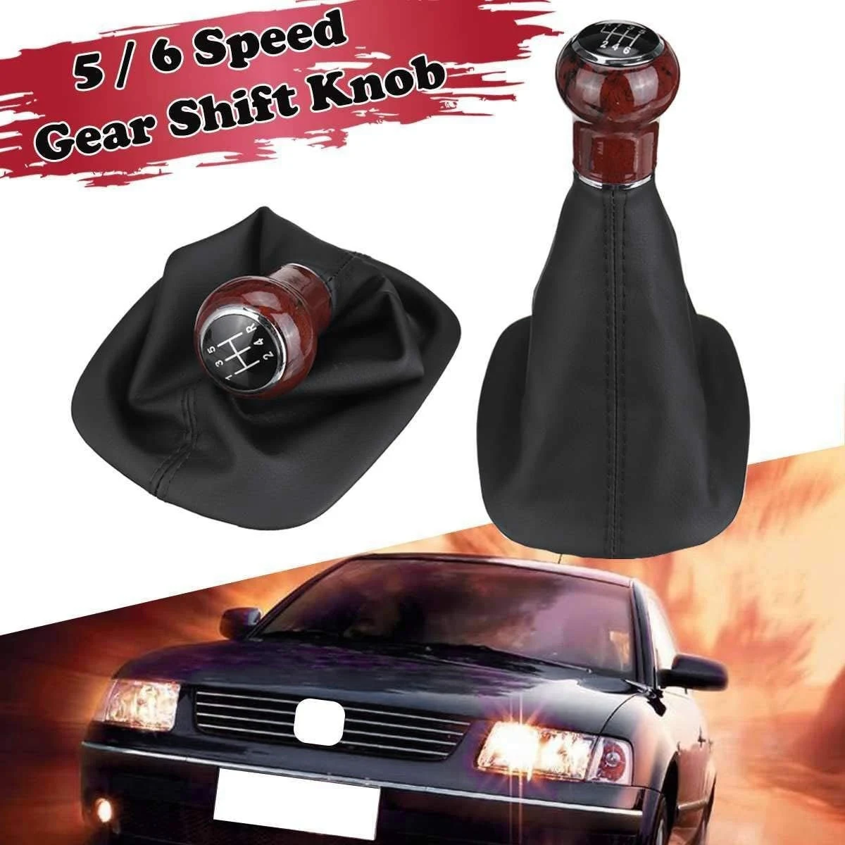 5-Speed Manual Gear Shift Knob Shifter Lever Gaiter Boot for B5 1998 1999 2000 2001 2002 2003