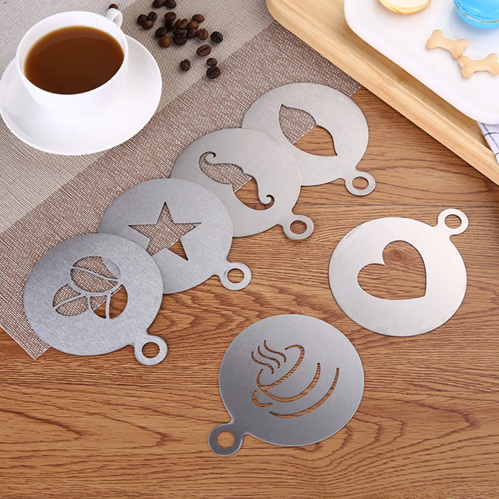 

12 Food Grade Stainless Steel Coffee Stencils Latte Art Cocoa Chocolate Decor Molds Baking Cake Cupcake Templates