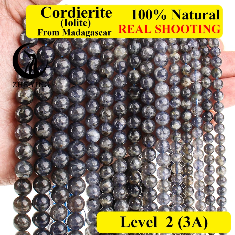 New Natural Cordierite/Iolite Stone Beads 6 8 10mm Round Loose Spacer Bead For Jewelry Making Strand Bracelet Accessory 15