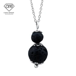 CAMAZ Shungite Emf Protection Necklace with Stainless Steel Chain Men and Women's Terahertz Healthcare Energy Jewelry Necklaces