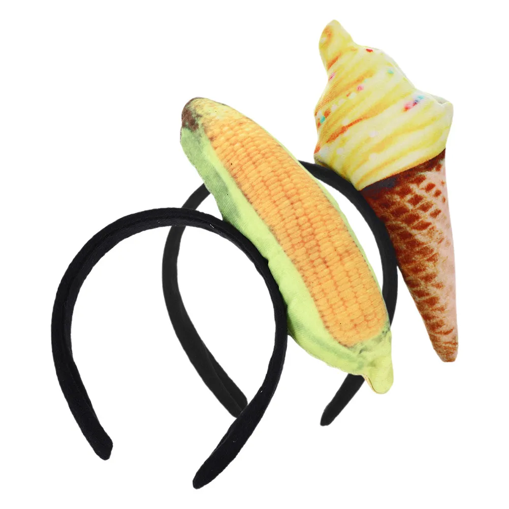 

Набор из 2 мягких эластичных повязок на голову в форме рожка мороженого для ухода за кожей, макияжа, умывания, спа-процедур, вечеринок и косплея для женщин