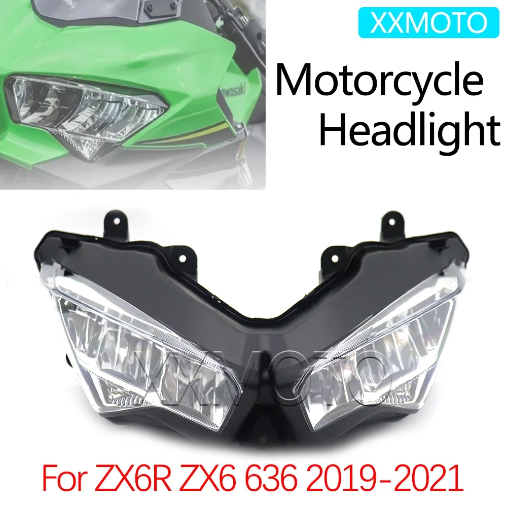 

For Kawasaki ZX-6R ZX6R ZX6 ZX-6 636 ZX 6R 6 2019 2020 2021 Motorcycle Front Headlight Assembly LED Head Light Lamp spotlights