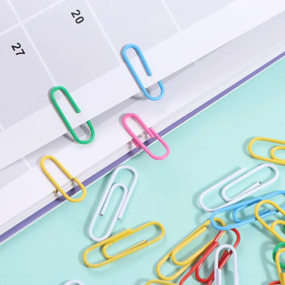 50PCS Mini Creative Metal Paper Clips Alloy Binding Bookmark Clip Colored Binder Clamps Office
