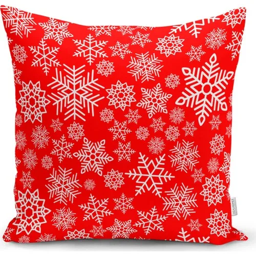 Real Homes Realhomes Red White Christmas Deer and Snow Grains 4'lü Cushion Pillow decorate Case