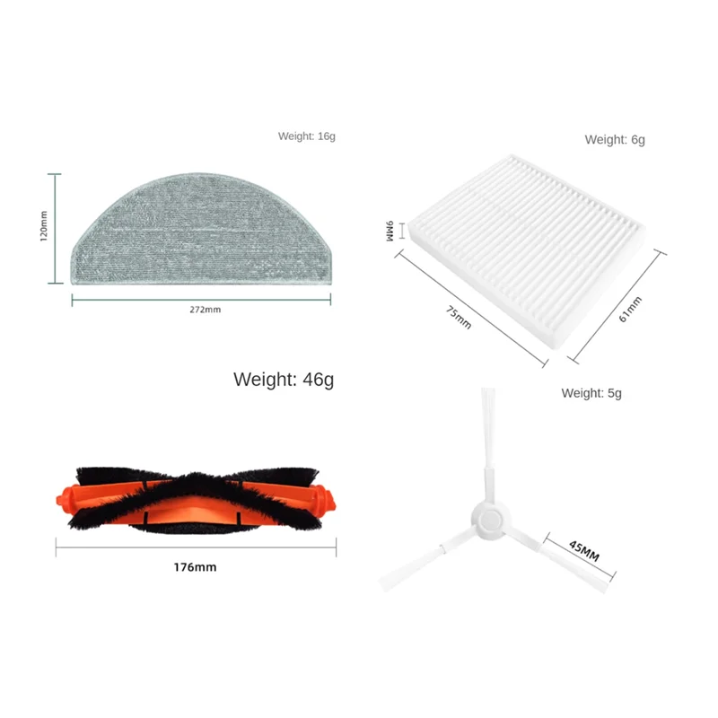 A24P 13PCS Für Xiaomi Roboter Vakuum E10 B112 / E12 Vakuum Ersatzteile Wichtigsten Seite Pinsel Hepa-Filter mopp Tuch