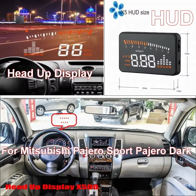 

Car Headup HUD Head Up Display For Mitsubishi Pajero Sport Pajero Dark 2000-2024 Auto Windshield Projector Accessories