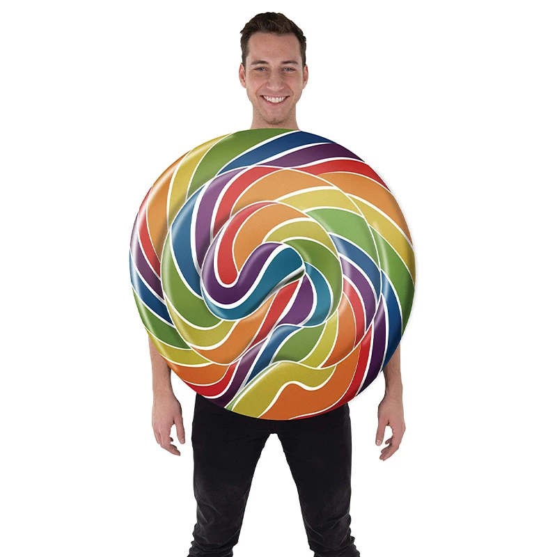 

2025 New Arrival Women Lollipop Costume for Adults Men Rainbow Candy Halloween Dress Up