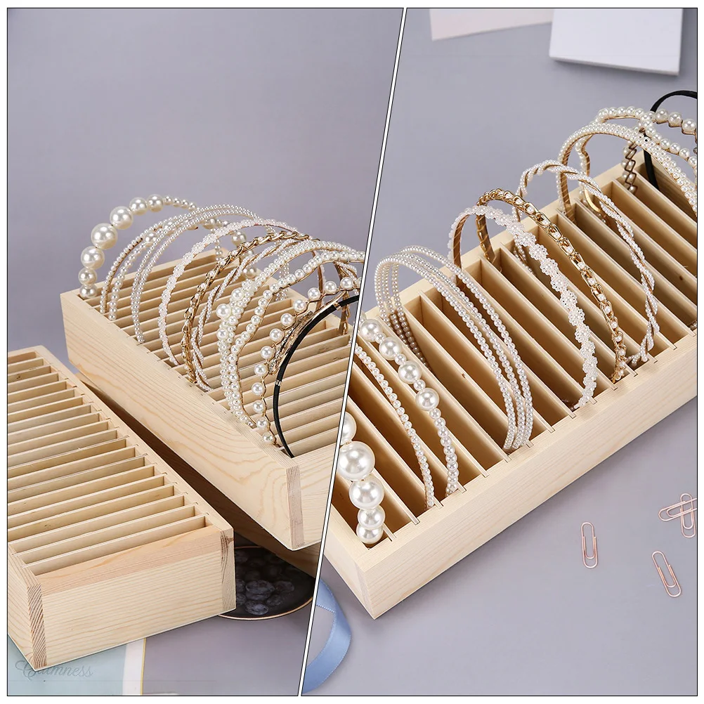 

1 шт., коробка для демонстрации повязки на голову, деревянный съемный органайзер для ювелирных изделий с несколькими отделениями, чехол для хранения, настольный держатель для ленты для волос, подарок