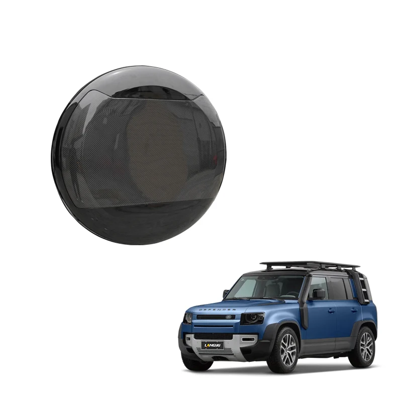 

Langyu Car Exterior Parts Spare Tire Cover Dry Carbon Fiber Spare Tire Cover for Land Rover Defender 90 110 Wheel Cover