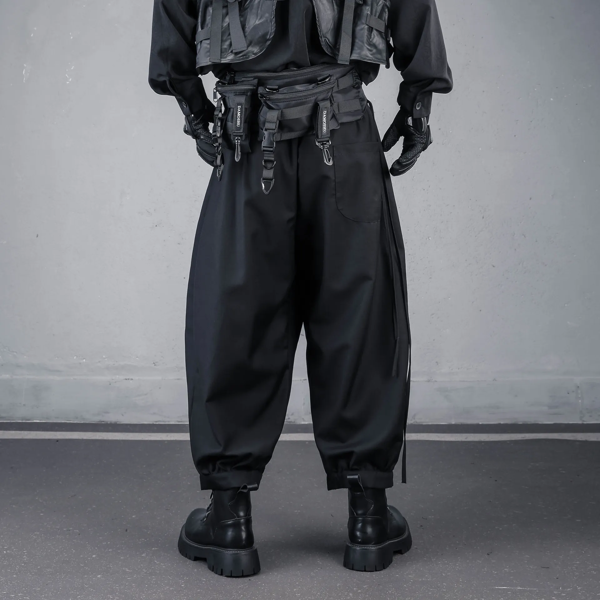LZ Japanese Dark Bloomers Men's Asymmetric Loose Wide-Leg Cropped Pants Fashion Pants Women