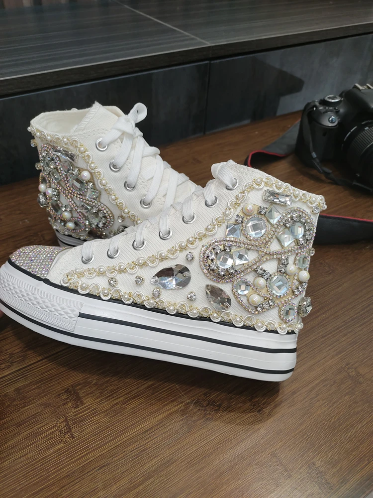 New Crystal Diamond Inlaid Canvas Shoes