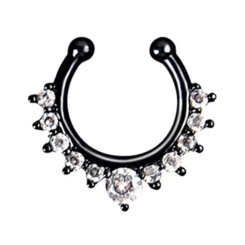 1pc Neue Gefälschte Piercing Schmuck Clip Auf Nase Septum Ring für Frauen Gefälschte Nase Ringe Hoop Crysta Faux Nicht durchbohrt Nase Ring Ohrringe