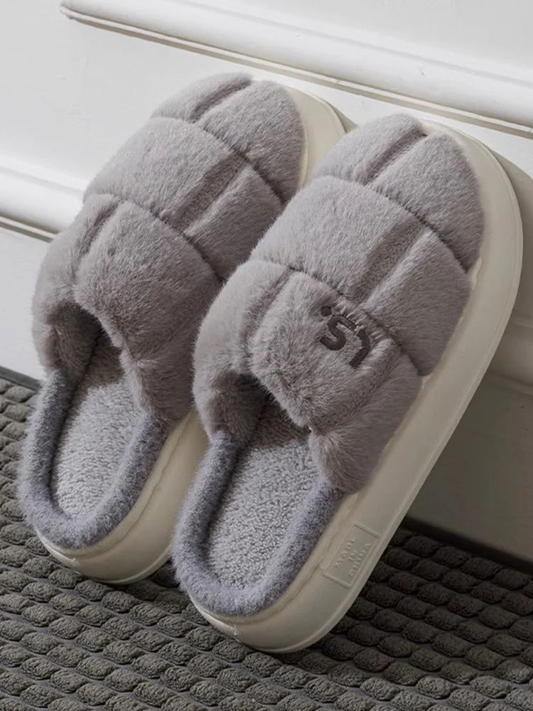 

Cotton slippers winter anti slip and warm 2024 new indoor home plush thick sole anti slip slippers 6218