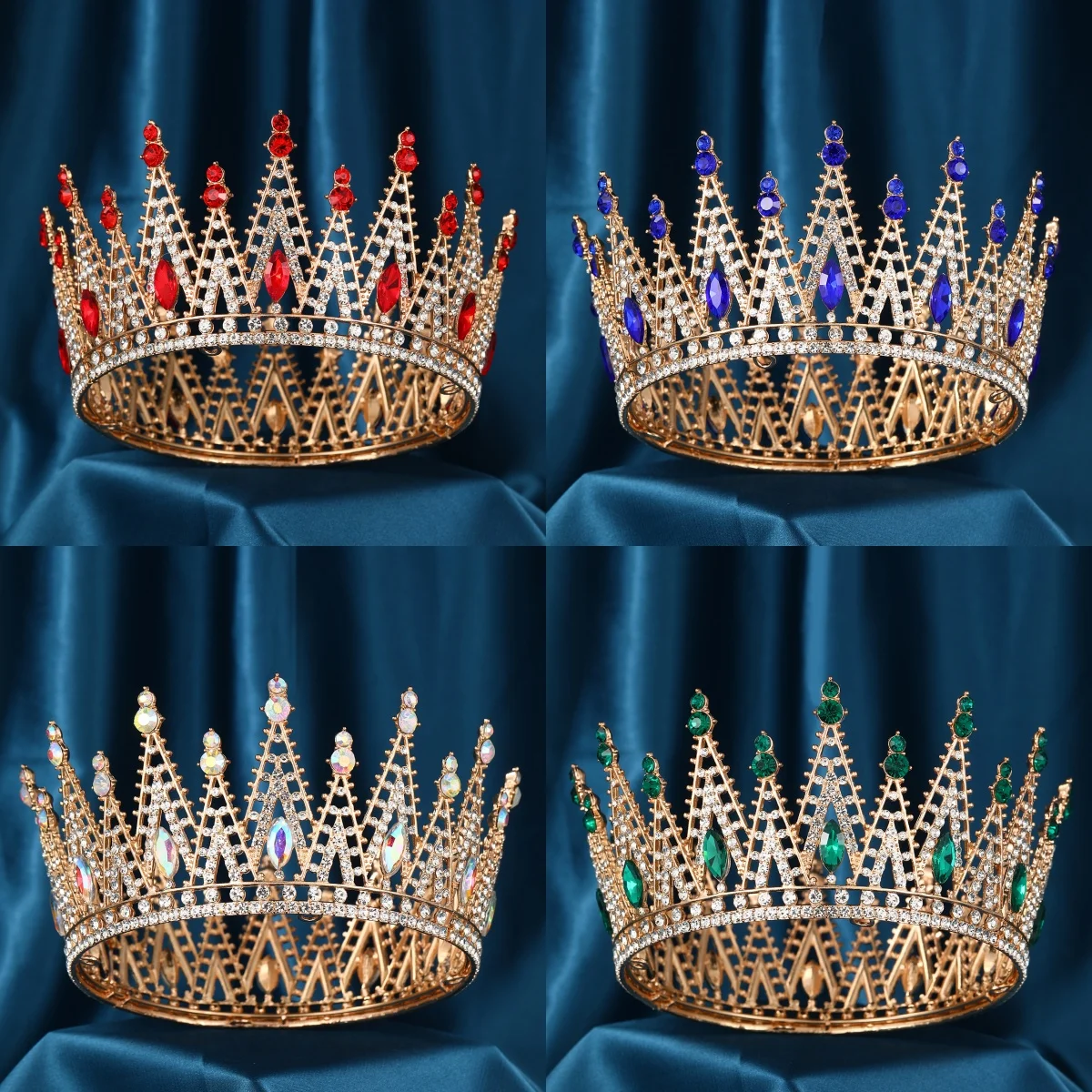 Royal Crystal Queen King Crown and Tiara for Women Hair Jewelry Pageant Ball Crown Female headwear Bridal headwear