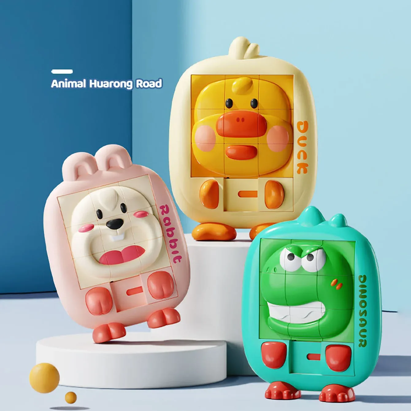 เกมปริศนาสไลด์ 3 มิติ รูปสัตว์การ์ตูน เสริมสร้างทักษะการคิด พกพาสะดวก เหมาะสำหรับการเดินทาง