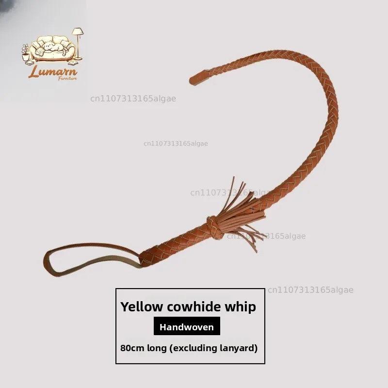 Yellow Cowhide Short Whip, Adjusting Whip Cowhide Whip Racing Whip Men's and Women's Riding , Harness Equestrian