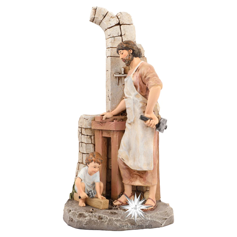 Carpenter\'s Apprentice Figurine, Life of Christ, Renaissance Collection, 31.5 Tall, Resin and Stone, Religious Gift, Decor