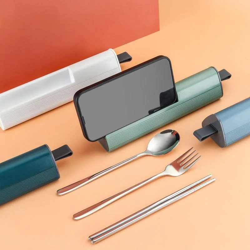 1 Set 304 Stainless Steel Spoon Fork Chopsticks Cutlery Set Portable Dinnerware Kit Lunch Tableware Box Kitchen Accessories