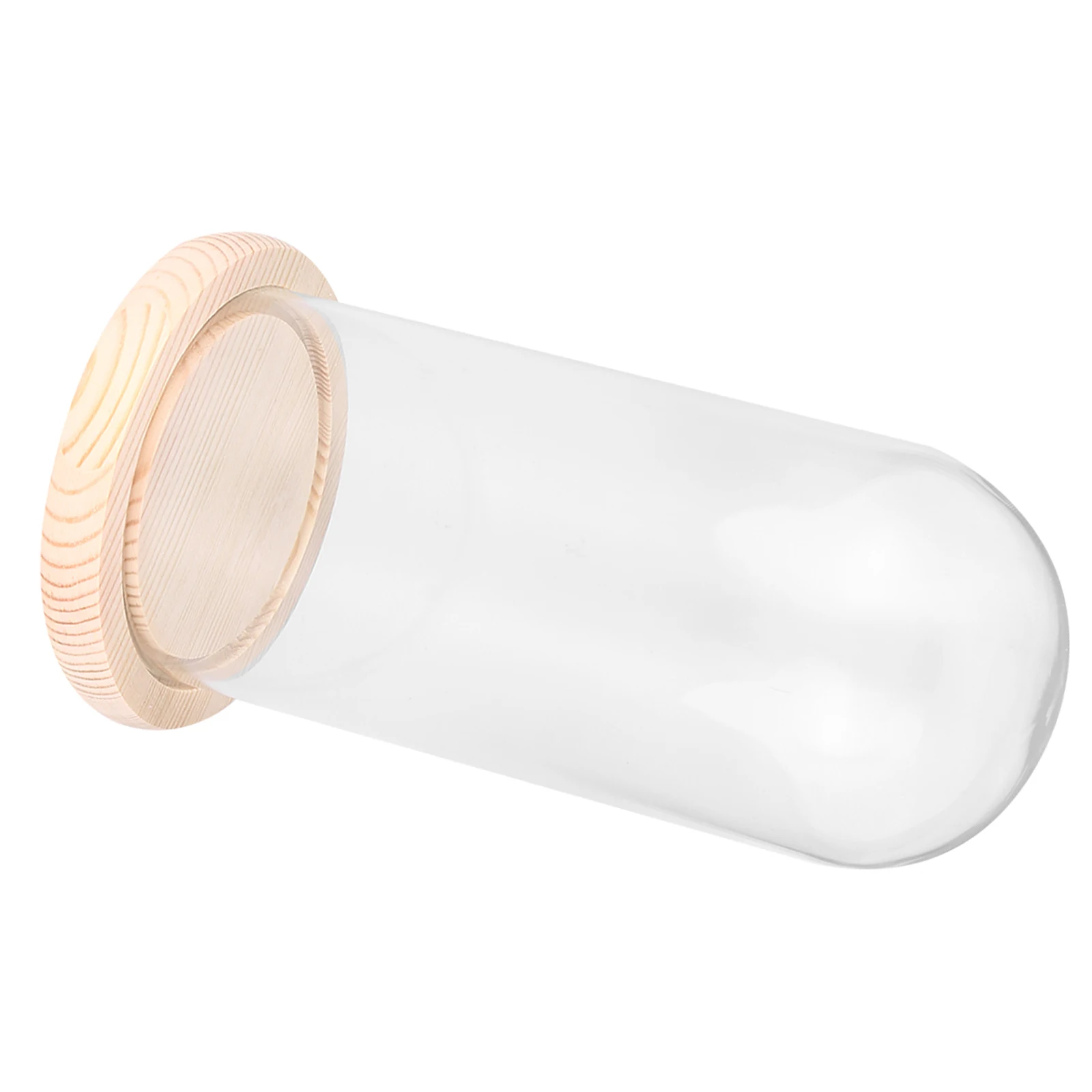 

9x24cm Glass Dome for Eternal Flowers Clear Transparent Dustproof Display with Solid Wood Stand Portable Home Decor Flower Dome