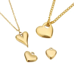 5pcs Stainless Steel Gold Color Classical Heart Charms Pendants DIY Jewelry Making Findings Women Necklace Bracelets Supplies