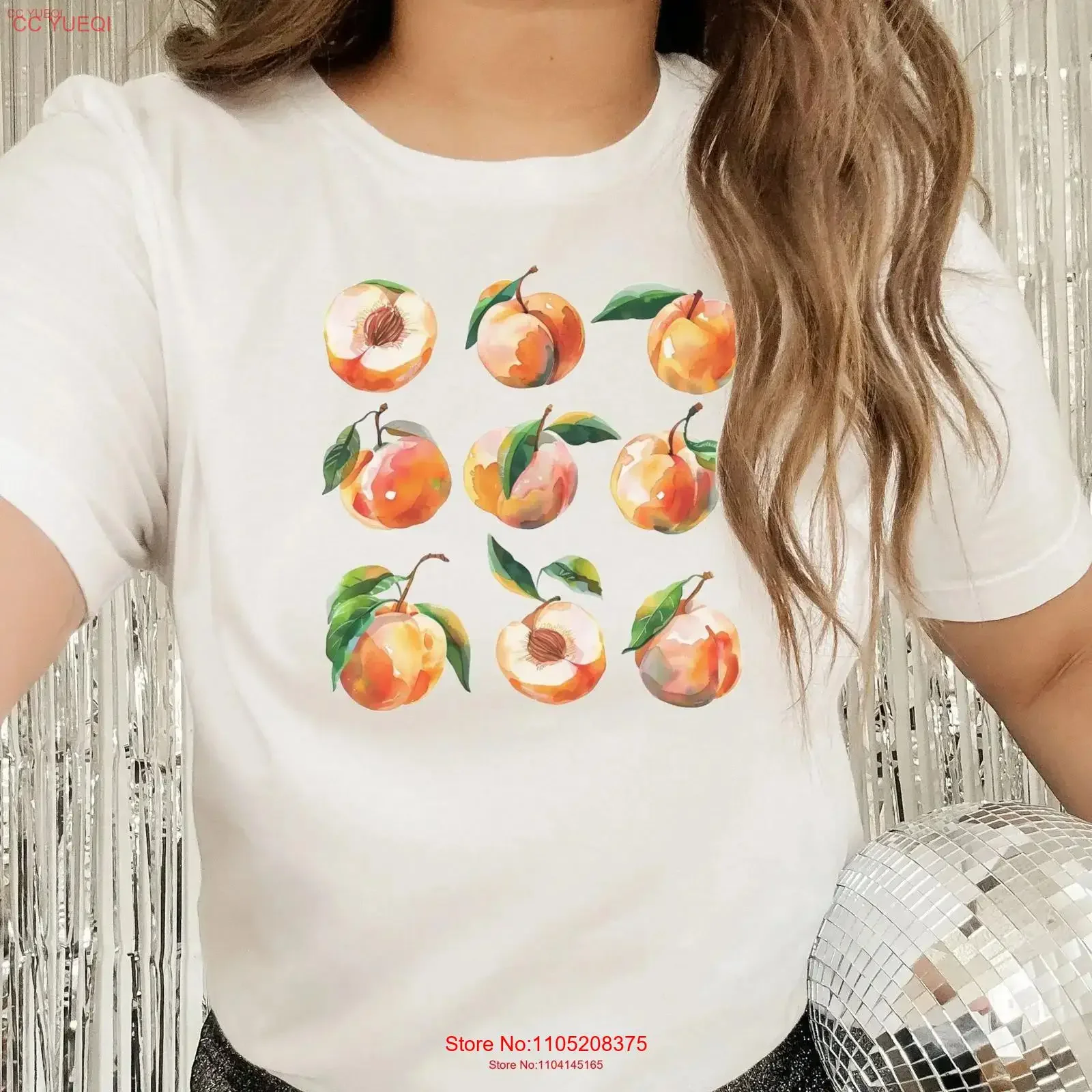 

100 Cotton Fruity Peach Summer T Shirt clothing women FruiT Holiday vintage Washed Soft Slightly Stretched Versatile graphic