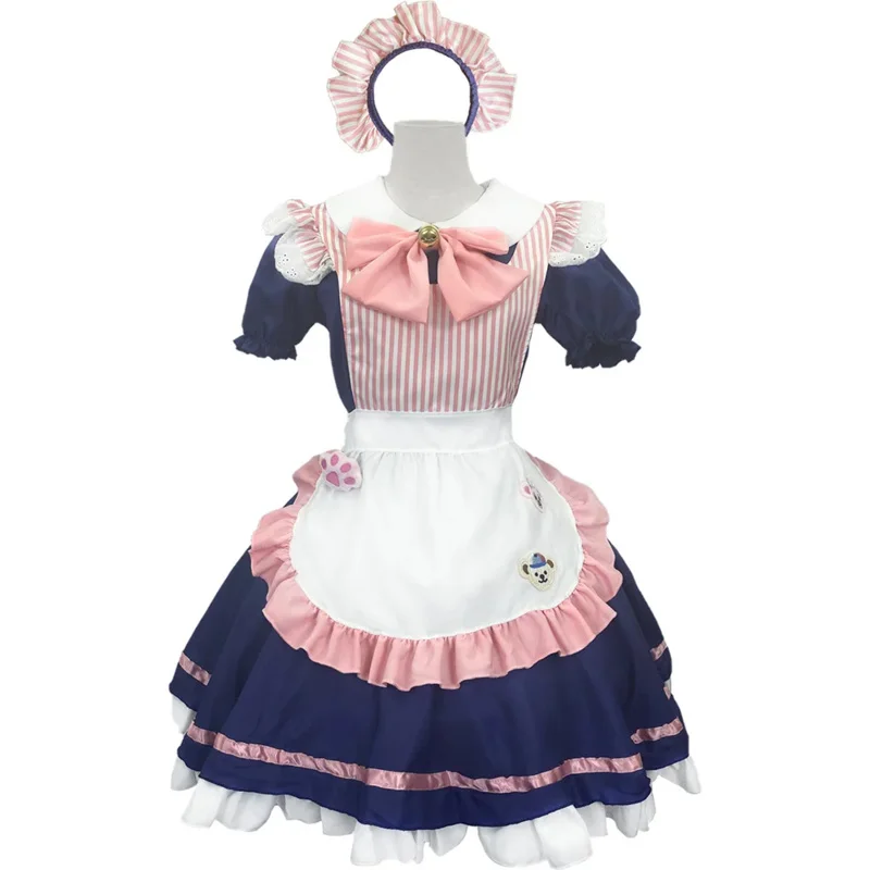 Robe de femme de chambre Lolita Anime pour filles, costume de cosplay, griffe de chat mignonne, robe comique, femme de chambre de serveuse, fête, olympiques de scène, UY3207