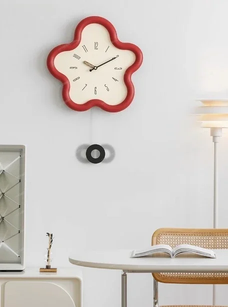 Modern and Minimalist Clock, Non Perforated Cream Style Living Room Clock,restaurant Creative Swing Clock