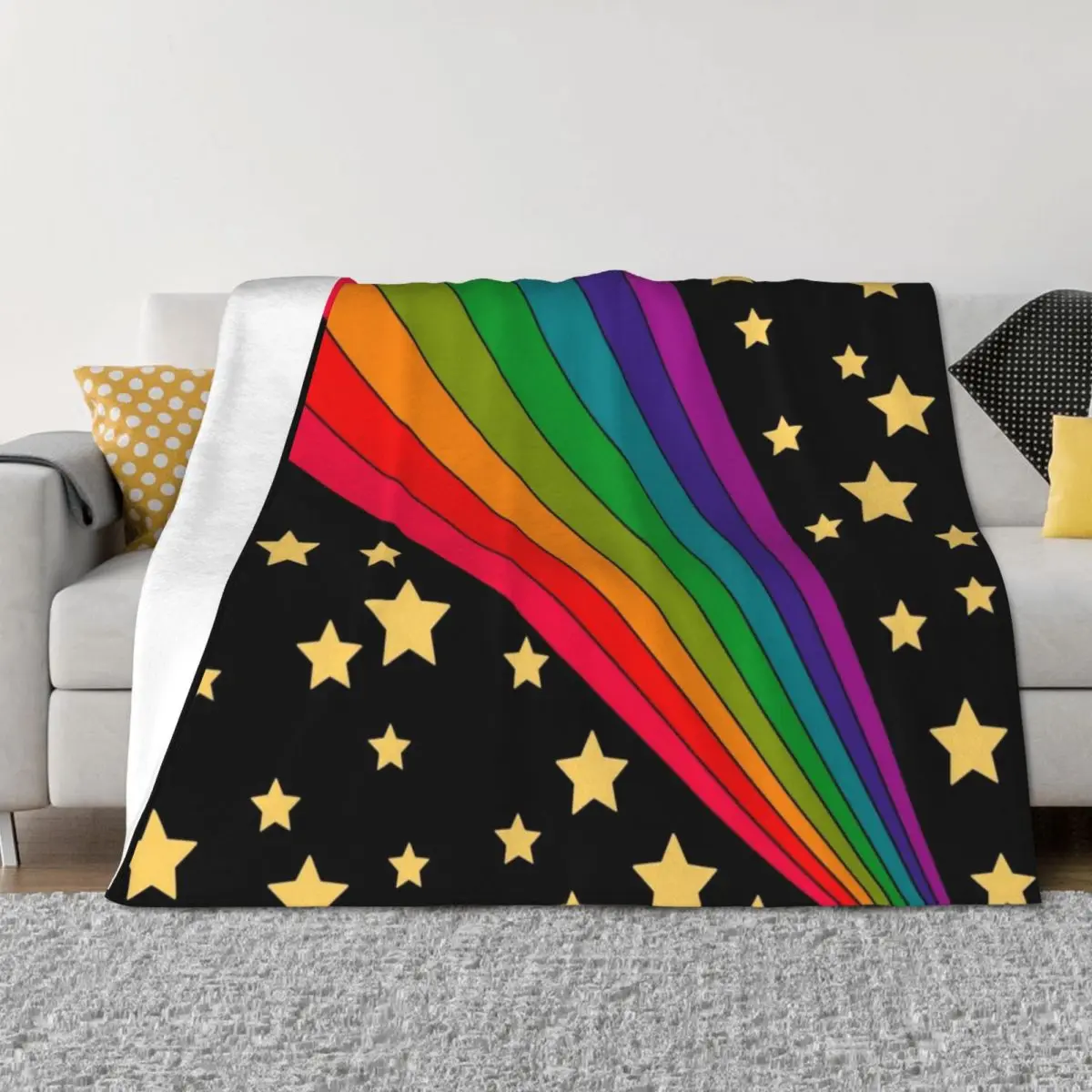 

Stars and rainbow Throw Blanket Personalized Gift Decorative Throw Soft Plaid Blankets