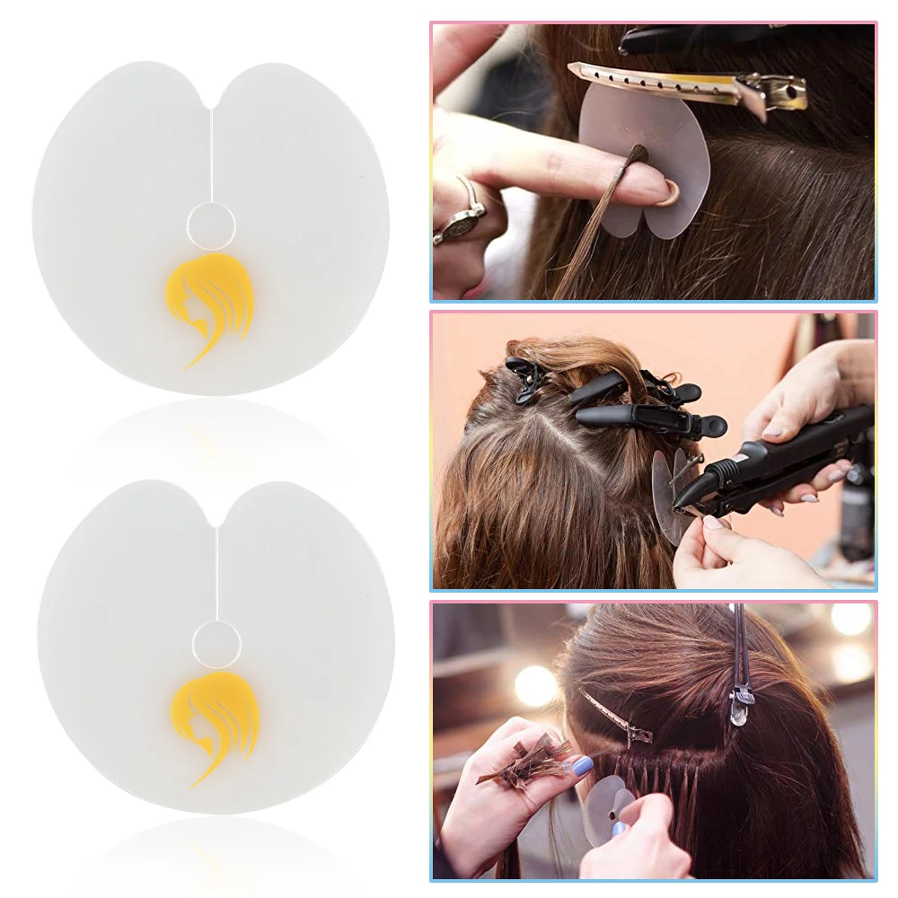 Heat Shield Guards with Pretty Pattern Single Hole Clear Fusion Glue Protector Customize Hair Extension Tools for Hair