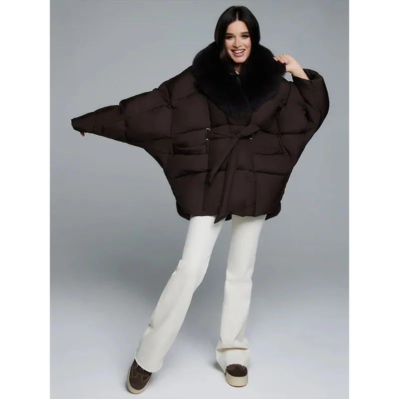 

Thicken Cotton Jackets Women Long Sleeves Detachable Fur Collar Lace Up Pockets Coats Female 2025 Winter Chic Warm Outwears