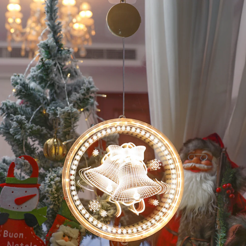 Holiday Hanging Light String 3D Acrylic Christmas Decoration Lamps Battery Operated For Xmas Party Window Ornament