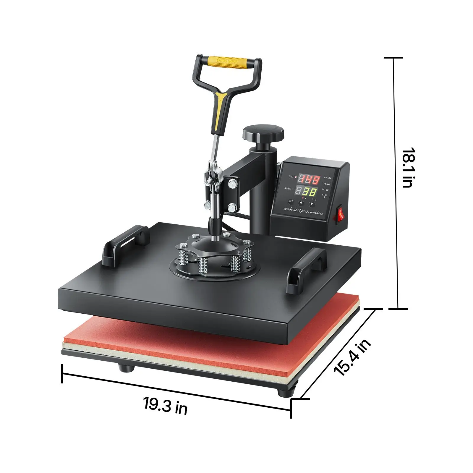 Heat Press Machine, 15 X 15 Inch, 2 in 1 Heat Transfer Machine with Hat Press, 360 Degrees Swing Away T-Shirt Pressing, Digital