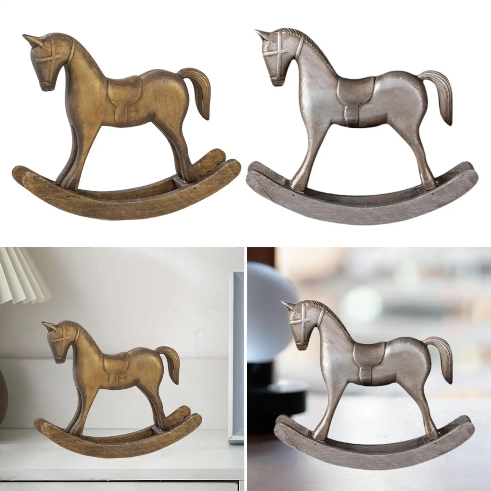 Rocking Horse Statue Artistic Art Crafts Decoration Versatile Decorative Figurine for Tabletop Living Room Office Cabinet Porch