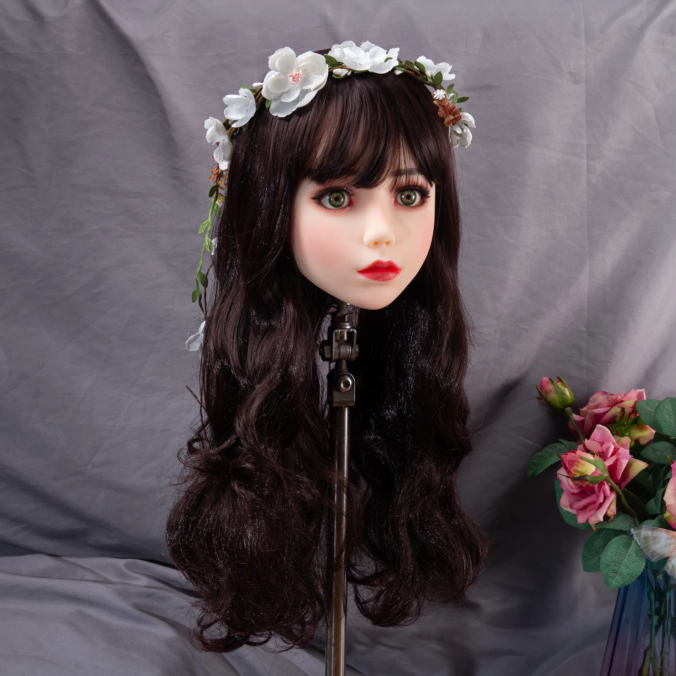 قالب الرأس، يستخدم لتصفيفة شعر شخصيات الرسوم المتحركة، يرسل عشوائيًا، نماذج رأس أنثى، مادة TPE، هدية عيد الميلاد