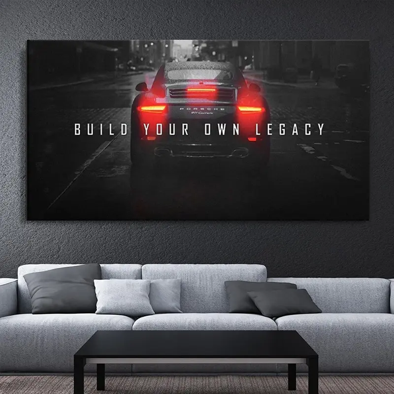 ملصق قماشي ملهم للسيارة الخارقة يطارد أحلامك اقتباس جدار الفن لديكور المكتب وغرفة المعيشة
