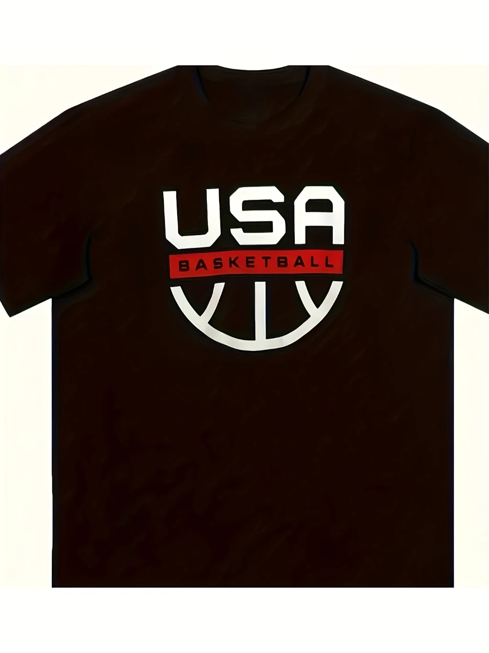 Camiseta de Uniforme de Entrenamiento de Baloncesto para Hombre, Diseño con Logotipo de Baloncesto de EE. UU., Tela Suave y Cómoda, Corte Clásico, Cuello Redondo, Para Toda Temporada