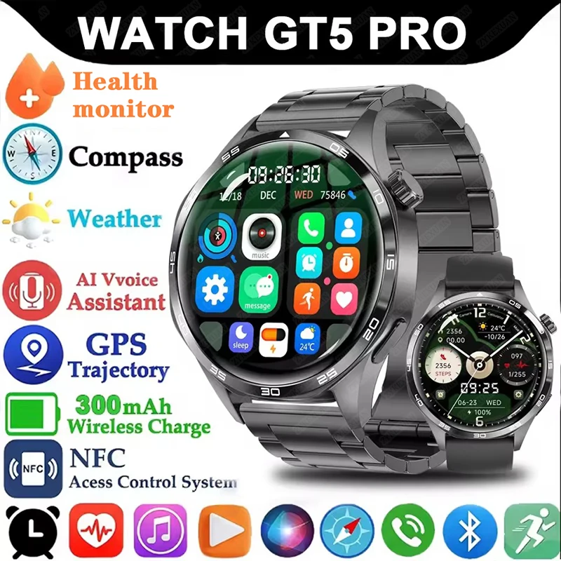 2025 New For HUAWE Android Outdoor Sport GPS Smart Watch Men 1.53-inch HD AMOLED Screen Waterproof Bluetooth Call NFC Smartwatch