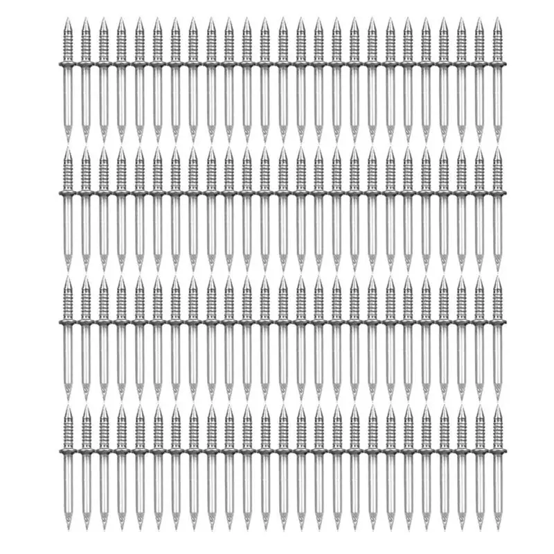 Y50A-Skirting Board Wood 100PCS Double-Head Skirting Thread Seamless Nail No Trace Nails Sheep Horn Nails Durable Silver