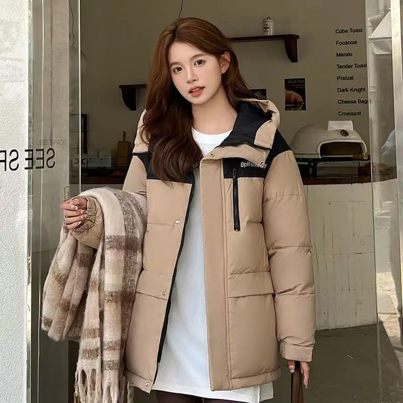 2024 New Cotton-padded Coat Down Cotton-padded Jacket Cotton-padded Coat Korean Version Thickened Winter Warm Students Loose Top