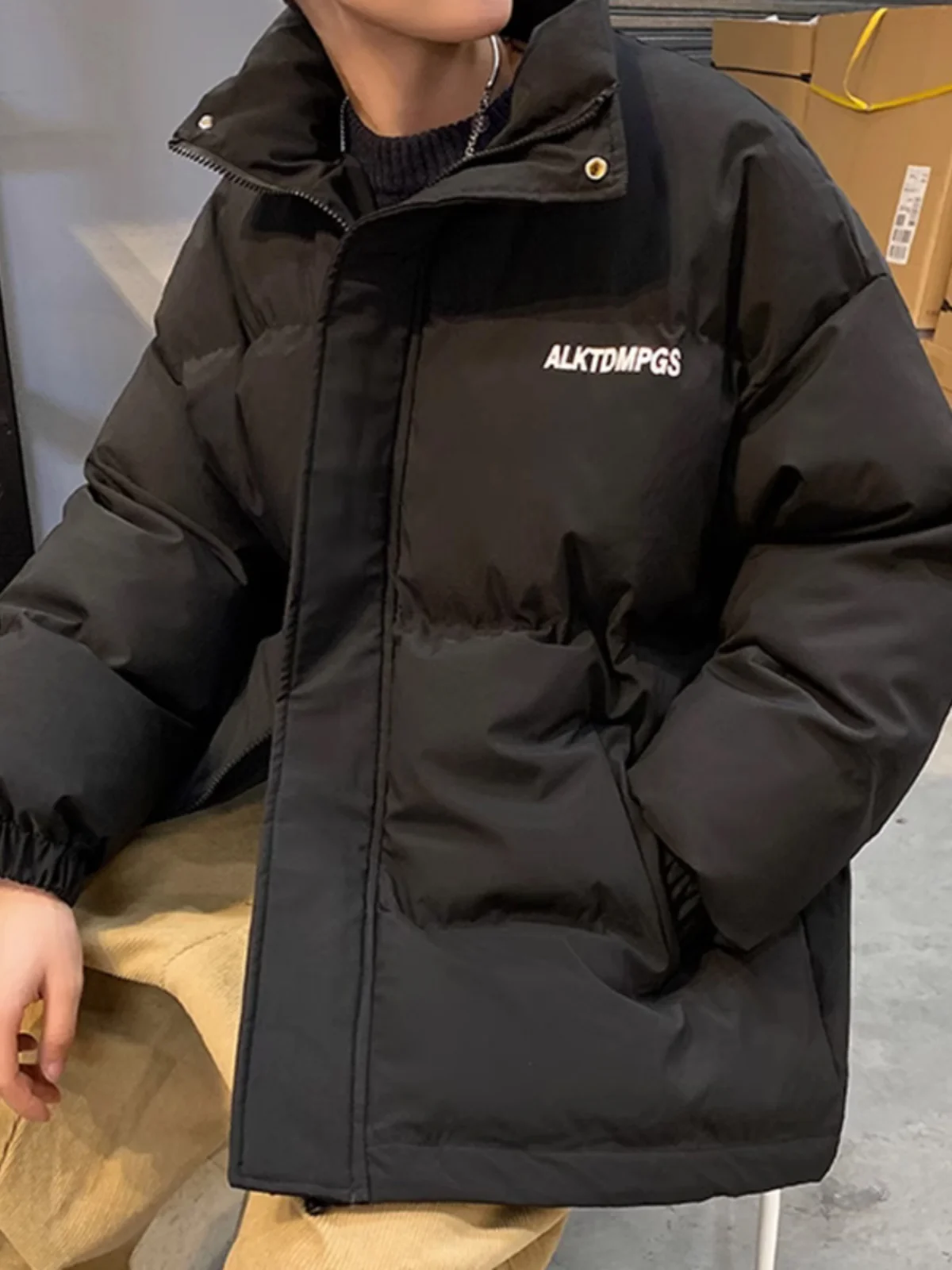 Klein Blue Men's down Jacket Thick Warm Cotton Coat Autumn Winter New Style Bread Style Fashion Brand Couple's Outerwear